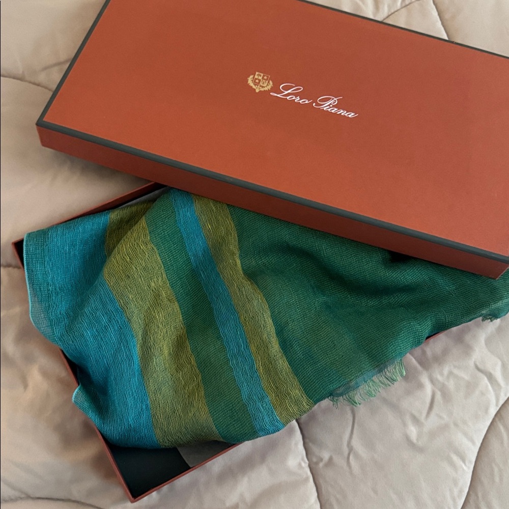 Loro Piana Green Yellow Blue Scarf New With Tag NWT